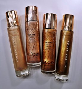 revolution molten glow liquid body comparisons illuminator swatches fenty